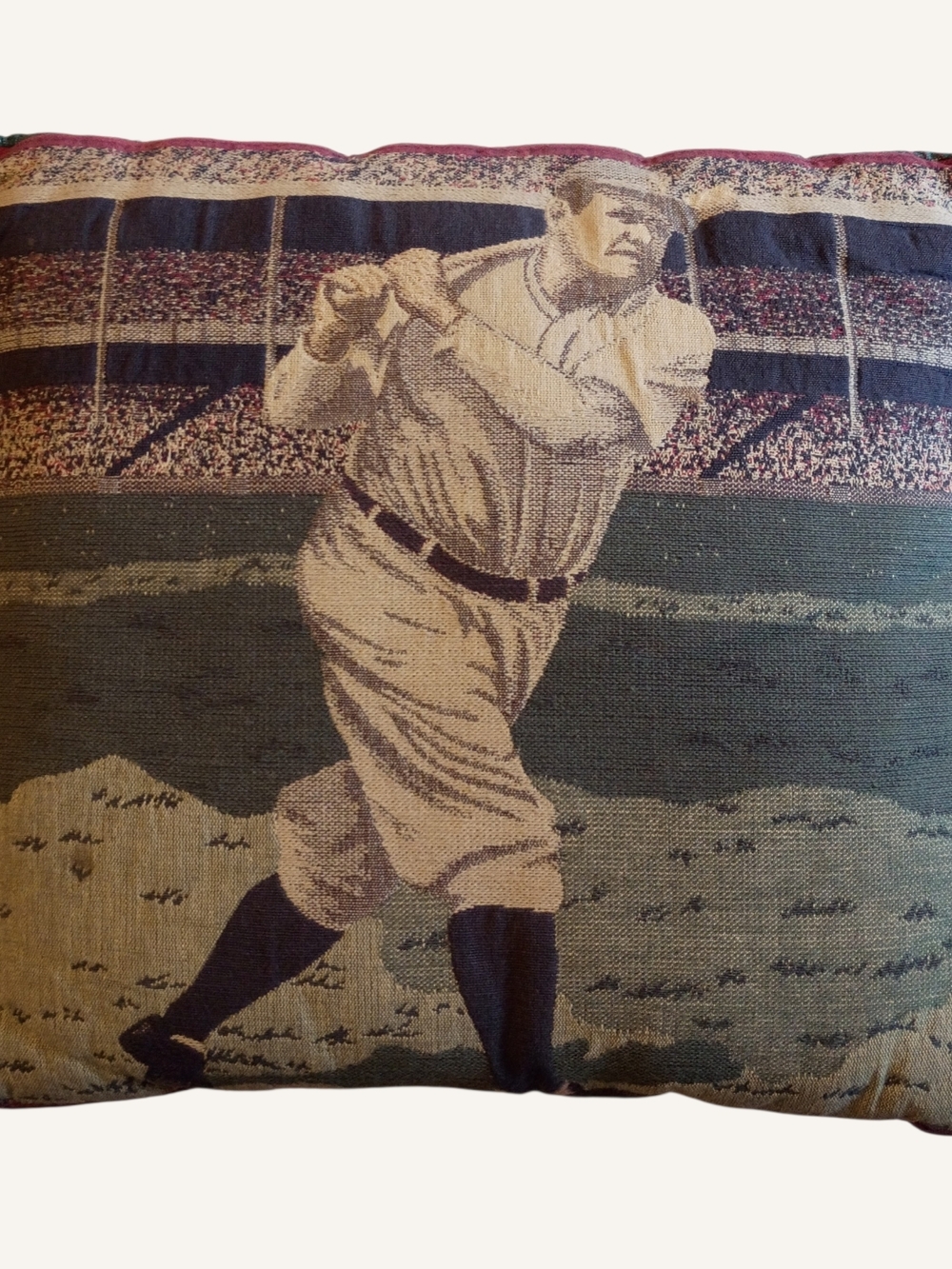 Vintage Babe Ruth Baseball Tapestry Throw Pillow